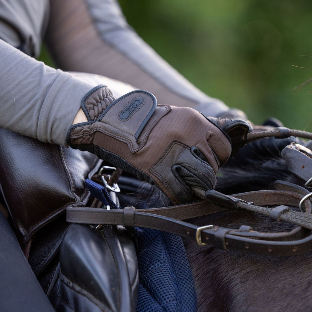 Tackified Copper Tech™️ Leather Premium Riding Glove in Brown