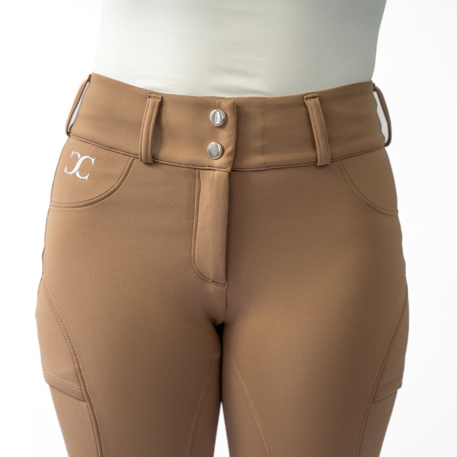 Beige Mid-Weight Winter Full Seat Breeches with Free Belt