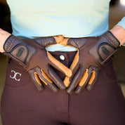 Oil-Tac Copper Tech™️ Leather Premium Riding Glove in Brown