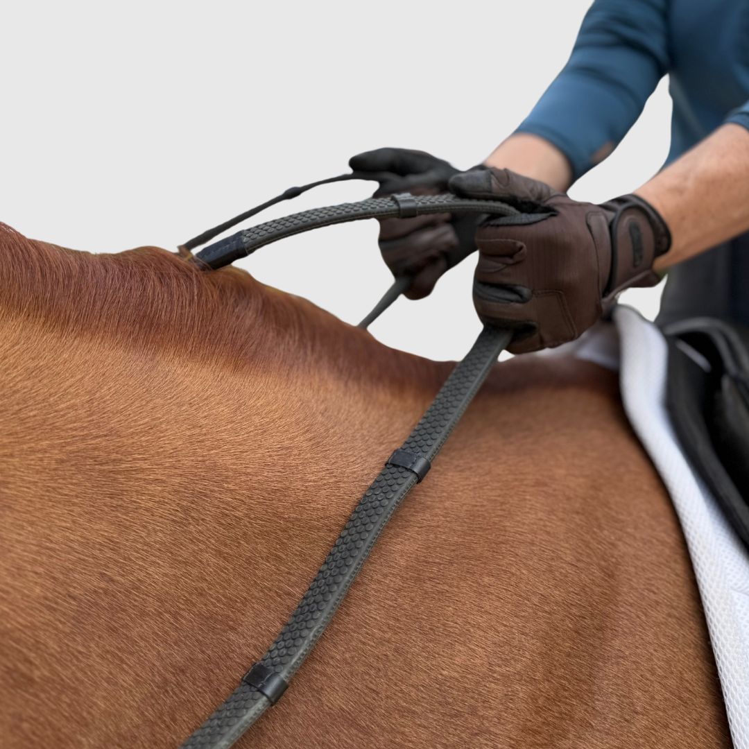 Rênes Super Grip - Rênes en caoutchouc lourd pour une prise en main ultime - Arrêts de main à 12,7 cm de distance.