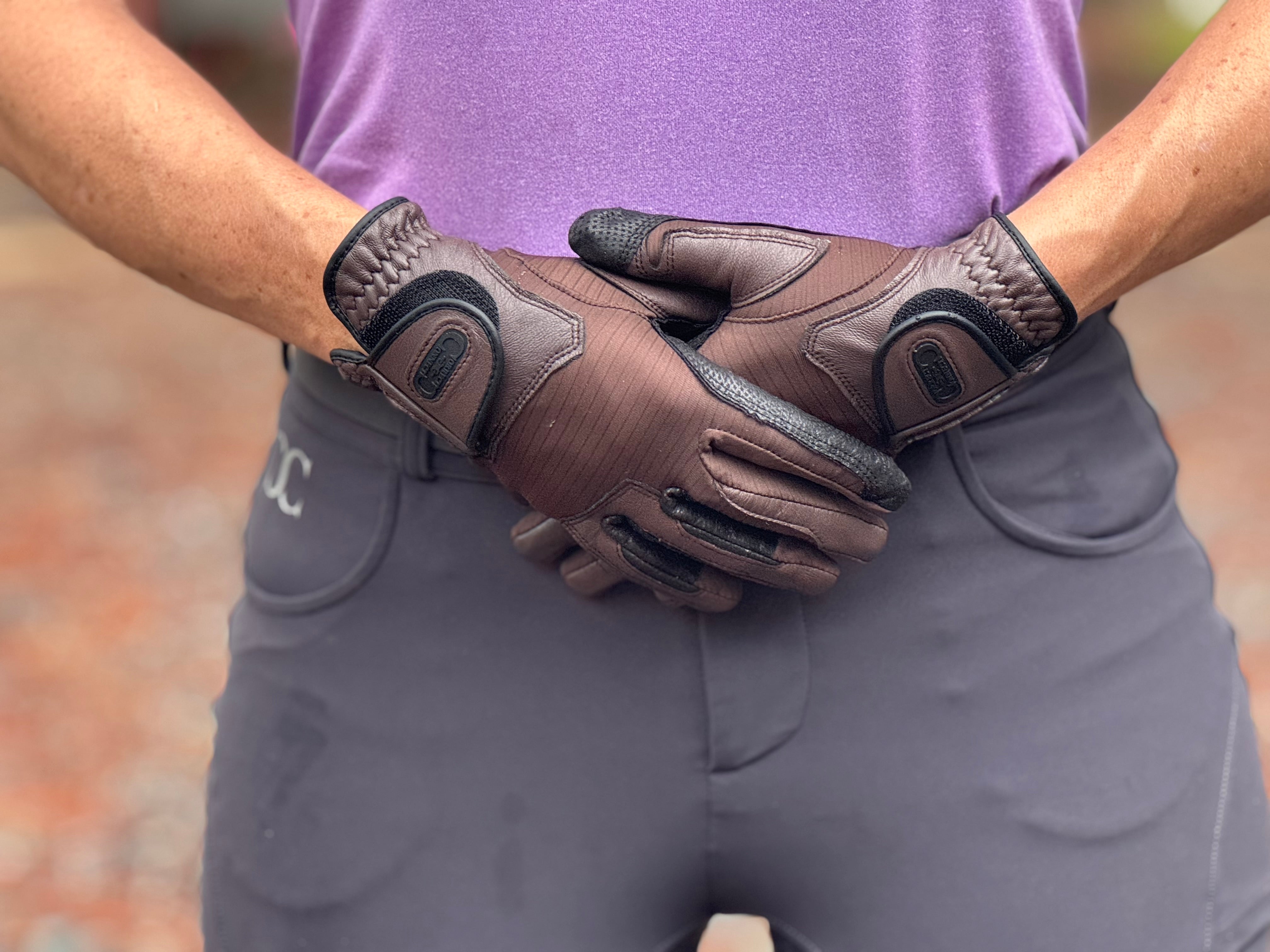 Tackified Copper Tech™️ Leather Premium Riding Glove in Brown