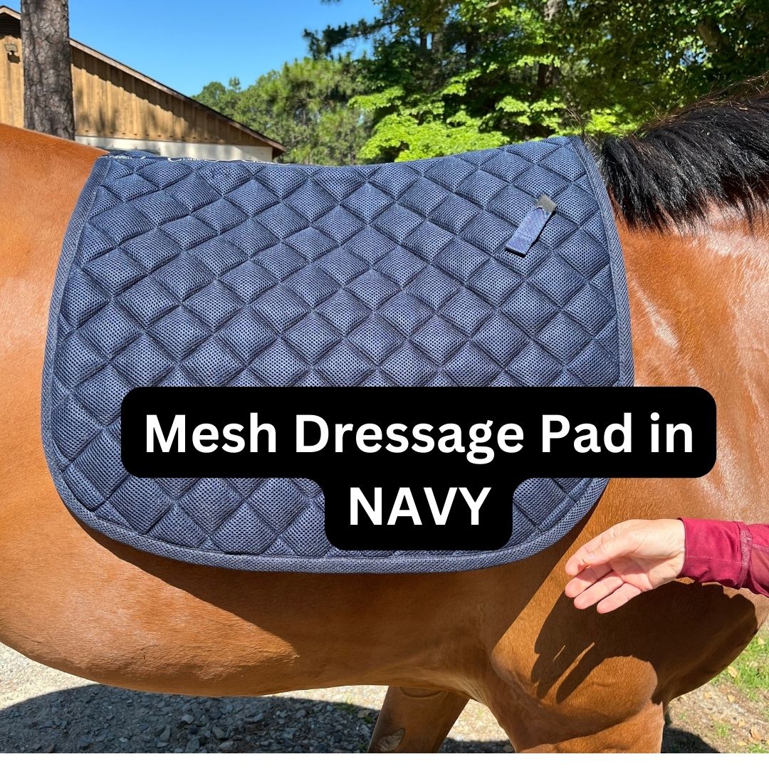 Dressage Mesh Saddle Pad with Quick Dry Cotton Lining in Navy, White or Black