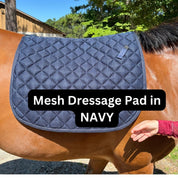 Dressage Mesh Saddle Pad with Quick Dry Cotton Lining in Navy, White or Black