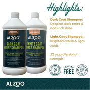 ALZOO HORSE SHAMPOO FOR WHITE & LIGHT COATS, 32OZ