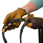 Oil-Tac Copper Tech™️ Leather Premium Riding Glove in Brown
