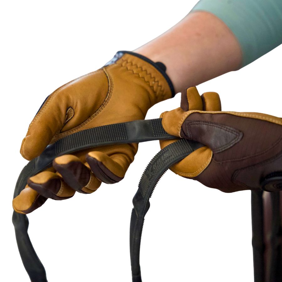 Oil-Tac Copper Tech™️ Leather Premium Riding Glove in Brown