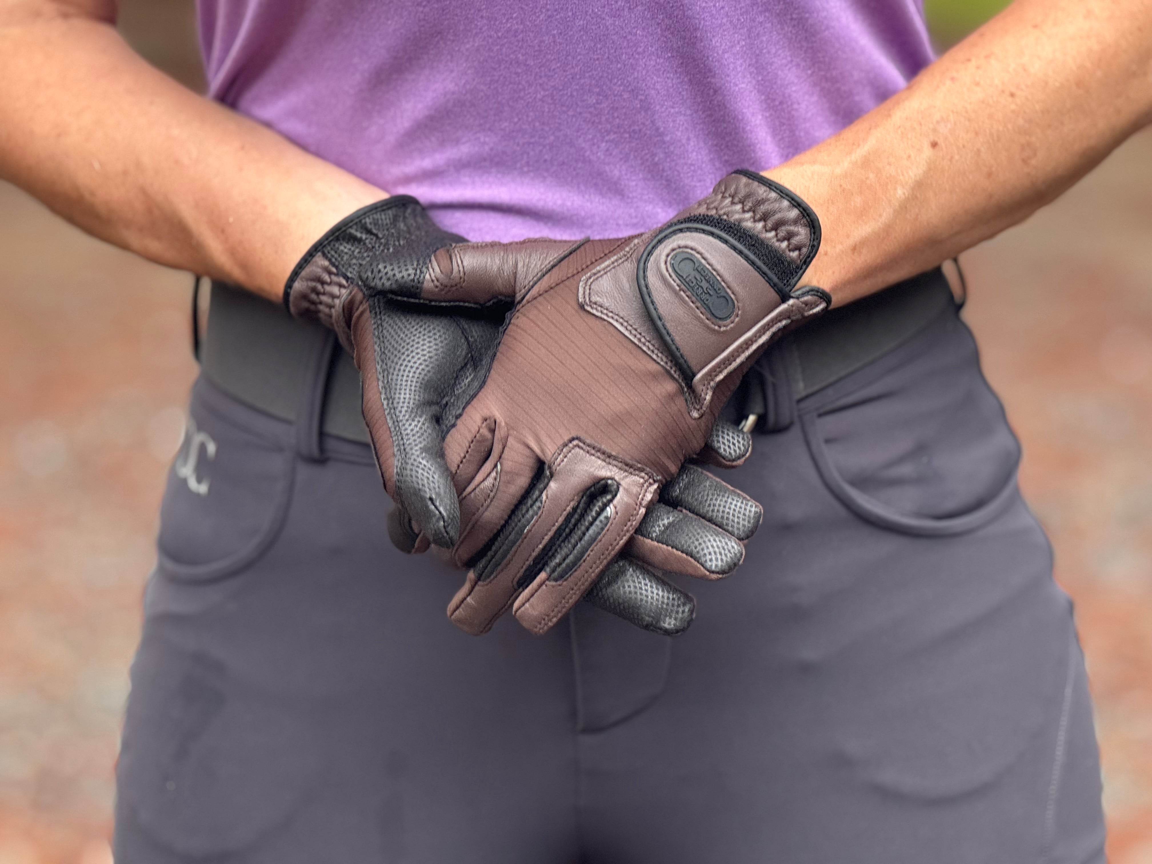 Tackified Copper Tech™️ Leather Premium Riding Glove in Brown