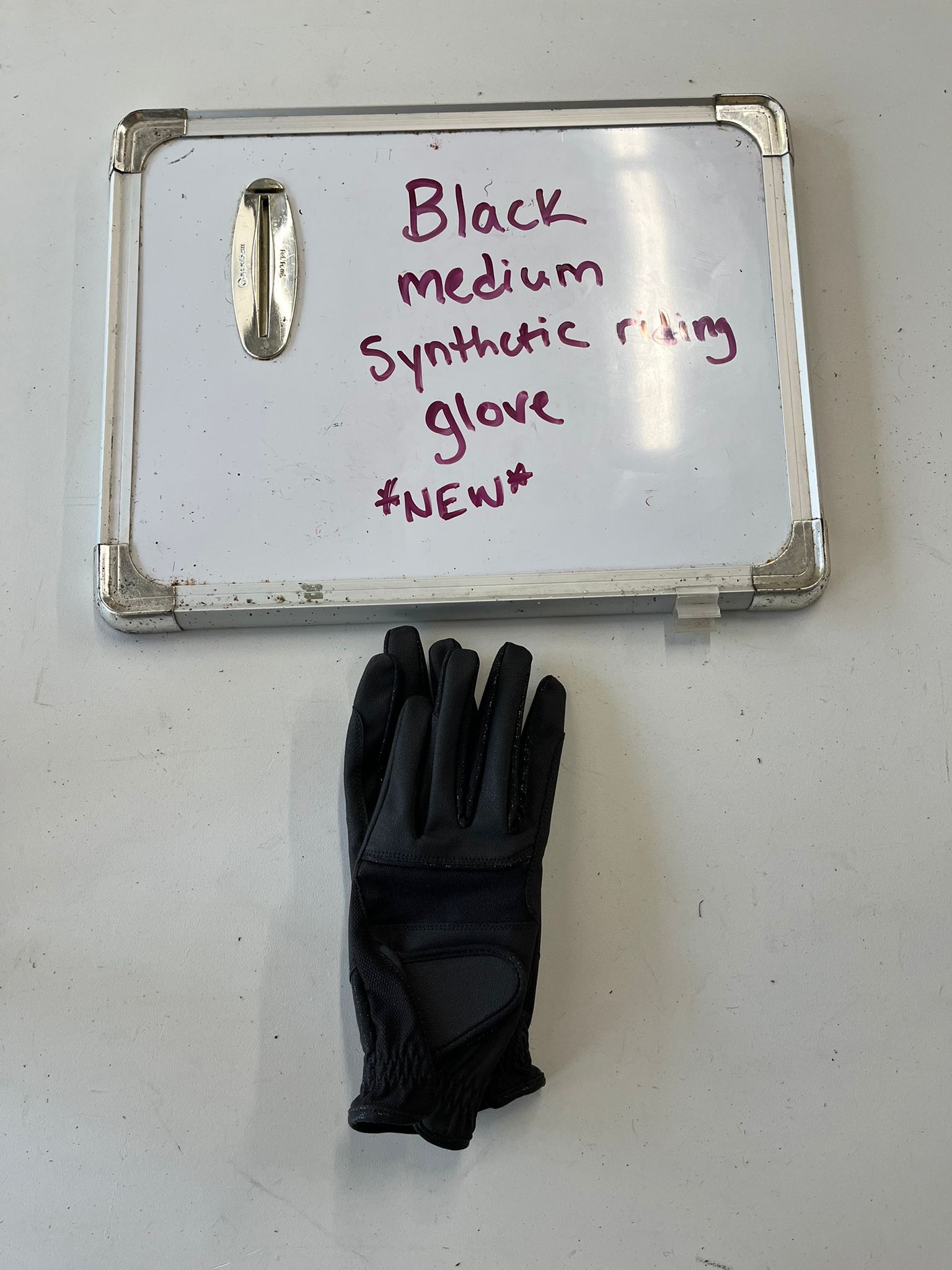 CLEARANCE Medium Black Synthetic Riding Glove