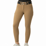 Beige Mid-Weight Winter Knee Patch Breeches with Free Bit Belt