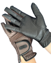 Tackified Copper Tech™️ Leather Premium Riding Glove in Brown