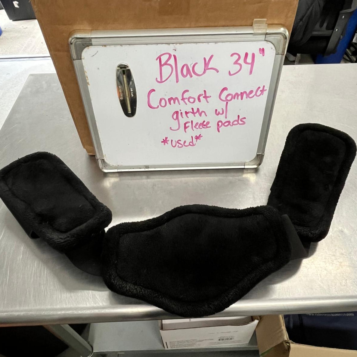 CLEARANCE 34" Black Short Girth with Fleece Pads