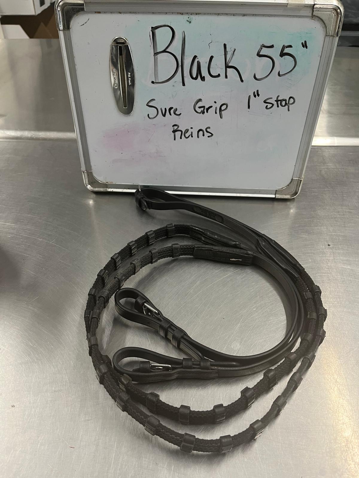 CLEARANCE Black 55" Sure Grip Reins with 1" stops