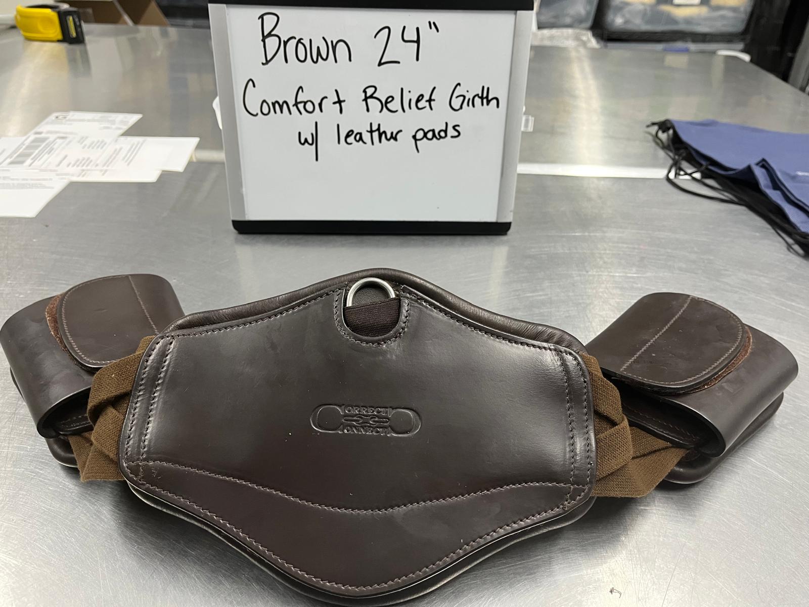 CLEARANCE 24" BROWN Comfort Relief Girth w/ leather pads