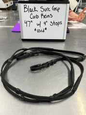 CLEARANCE Black 47" Sure Grip CURB Reins with 4" stops