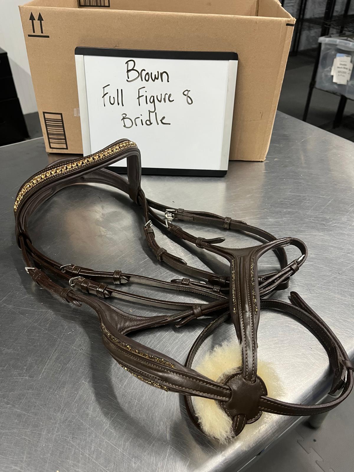 CLEARANCE Brown Figure 8 Bridle w/ Crystal Browband FULL Size