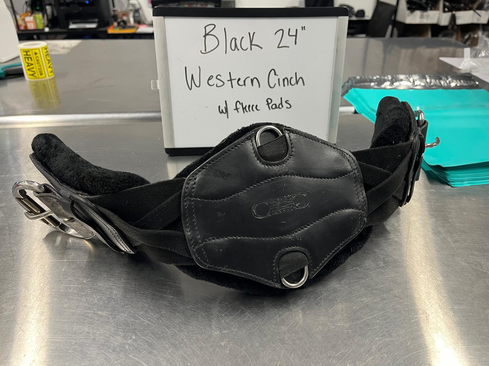 CLEARANCE 24" BLACK Comfort Relief Western Cinch w/ fleece pads